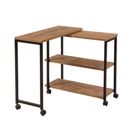 Hanah Home Mesa Auxiliar Industrial Tablero Melamina Pino Atlántico y Negro 70x63x76 cm